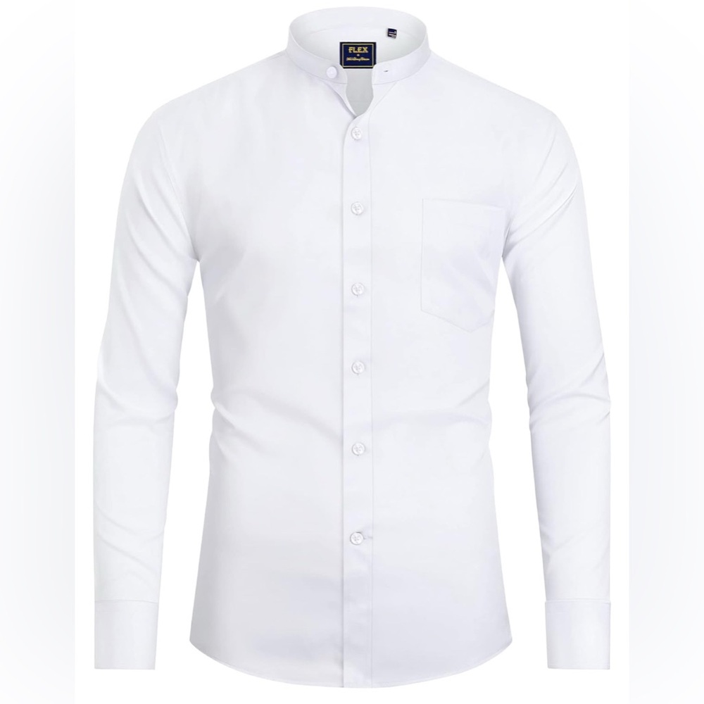 J.VER Flex Men's Banded Collar Dress Shirt Mandarin Long Sleeve Button Up LT NEW